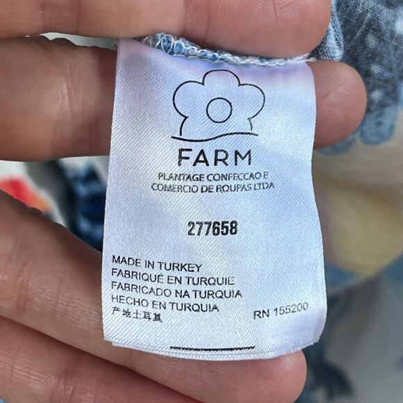 Farm Rio For Anthropologie Women's Colorful Tropical Print Top Size M - Picture 8 of 10